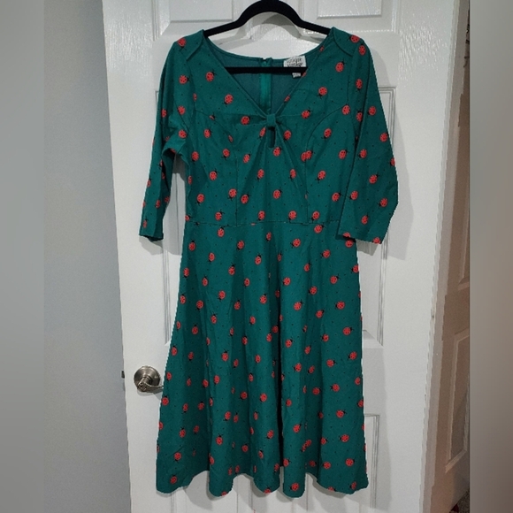 Unique Vintage Teal Ladybug Swing Dress in Size XL/14 - Picture 1 of 12